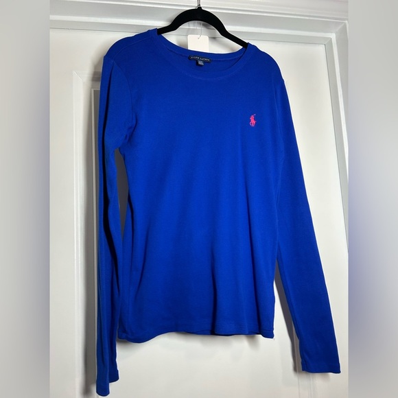 Ralph Lauren Royal Blue Crewneck with Pink Emblem - Picture 1 of 2